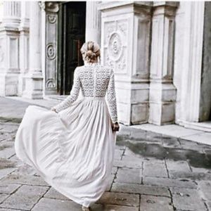 Self Portrait Pleated Crochet Maxi Dress